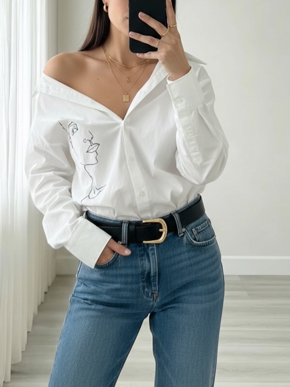 H&M White Cotton Button Up Shirt